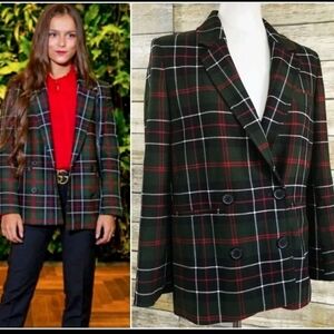 Zara Black and Red Plaid Blazer